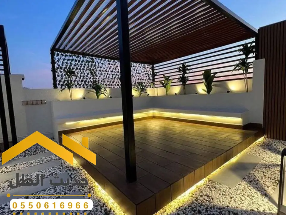 تصميم مظلات خشبية بالرياض